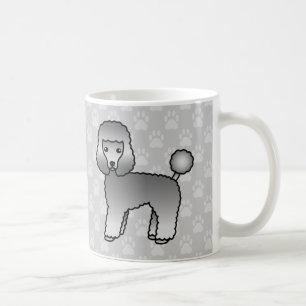Cute Grey Toy Poodle Dogs On Grey Coffee Mug
