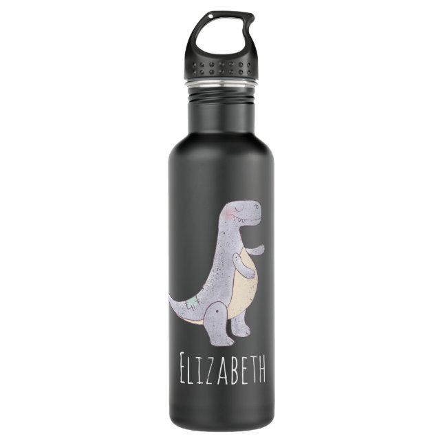 Cute Grey Tyrannosaurus Rex Dinosaur Toy 710 Ml Water Bottle (Front)
