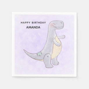 Cute Grey Tyrannosaurus Rex Dinosaur Toy Birthday Napkin