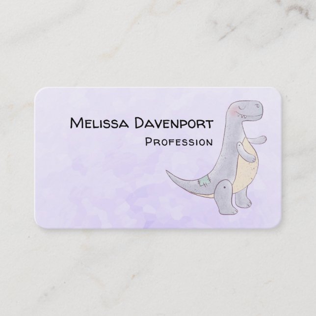 Cute Grey Tyrannosaurus Rex Dinosaur Toy Business Card (Front)
