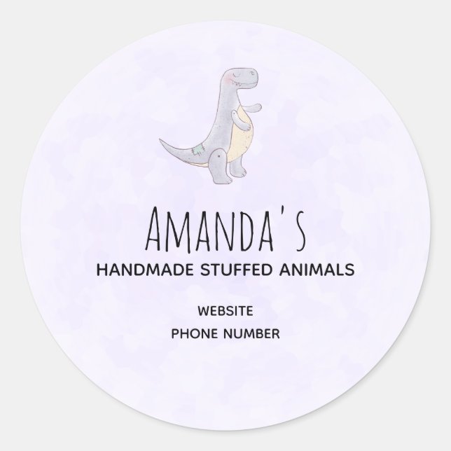 Cute Grey Tyrannosaurus Rex Dinosaur Toy Business Classic Round Sticker (Front)