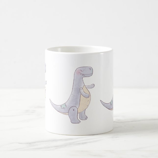 Cute Grey Tyrannosaurus Rex Dinosaur Toy Coffee Mug (Center)