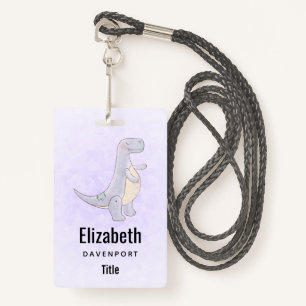 Cute Grey Tyrannosaurus Rex Dinosaur Toy ID Badge