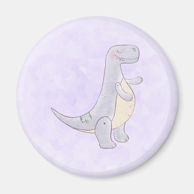 Cute Grey Tyrannosaurus Rex Dinosaur Toy Magnet (Front)