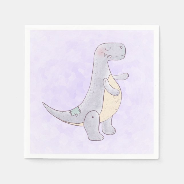 Cute Grey Tyrannosaurus Rex Dinosaur Toy Napkin (Front)