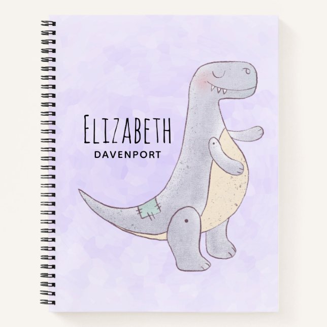 Cute Grey Tyrannosaurus Rex Dinosaur Toy Notebook (Front)