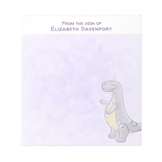 Cute Grey Tyrannosaurus Rex Dinosaur Toy Notepad (Front)