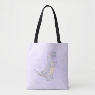 Cute Grey Tyrannosaurus Rex Dinosaur Toy Tote Bag