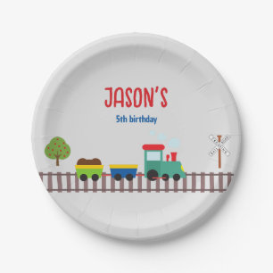 Cute Grey Urban Traffic Kid's Birthday Party Paper Plate