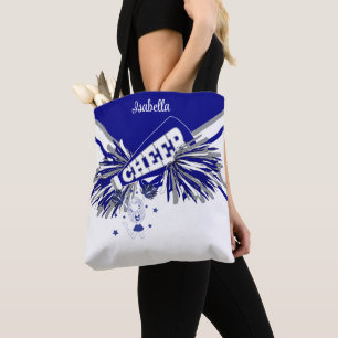 Cute Grey, White and Blue Cheerleader Design 2 Tote Bag