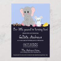 Cute Grey White Elephant Mouse Peanut Birthday