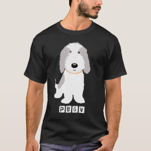 Cute Grey & White PBGV Cartoon Puppy Dog T-Shirt