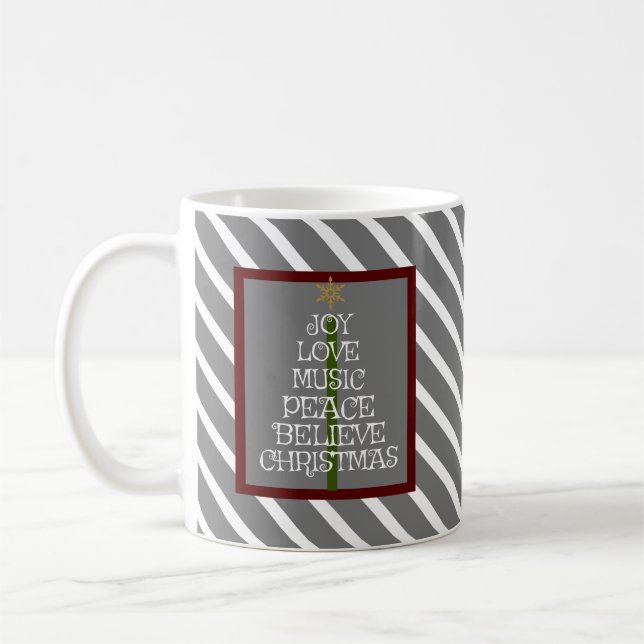 Cute Grey/White Spirit of Christmas in a Tree Coffee Mug (Left)