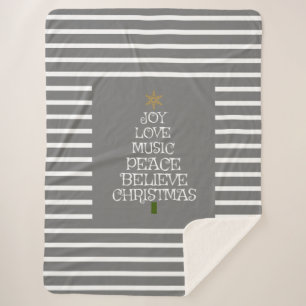 Cute Grey/White Spirit of Christmas Sherpa Blanket