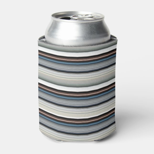 Cute grey white stripes can cooler (Can Front)
