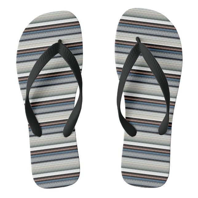 Cute grey white stripes flip flops (Footbed)