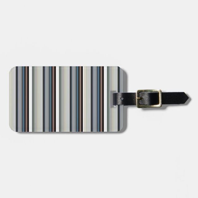 Cute grey white stripes luggage tag (Front Horizontal)