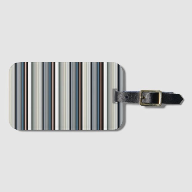 Cute grey white stripes luggage tag (Front Horizontal)