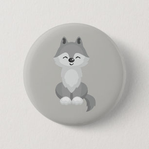 Cute Grey Wolf 6 Cm Round Badge