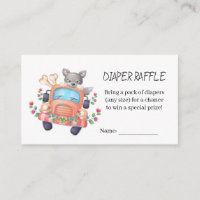 Cute Grey Wolf Baby Shower Diaper Raffle 