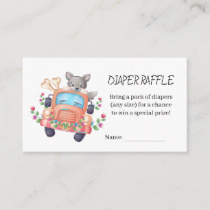 Cute Grey Wolf Baby Shower Diaper Raffle  Enclosure Card