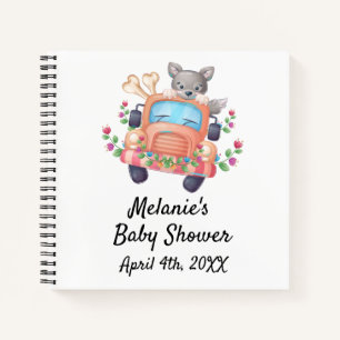 Cute Grey Wolf Baby Shower Guestbook Notebook