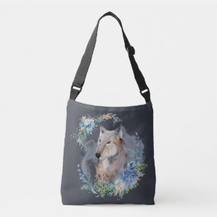 cute grey wolf lovers crossbody bag