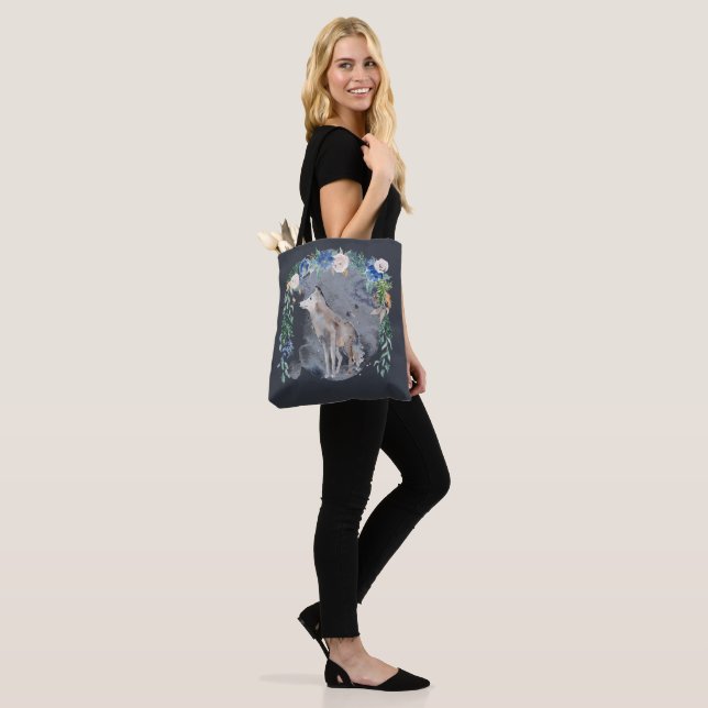 cute grey wolf lovers  tote bag (On Model)
