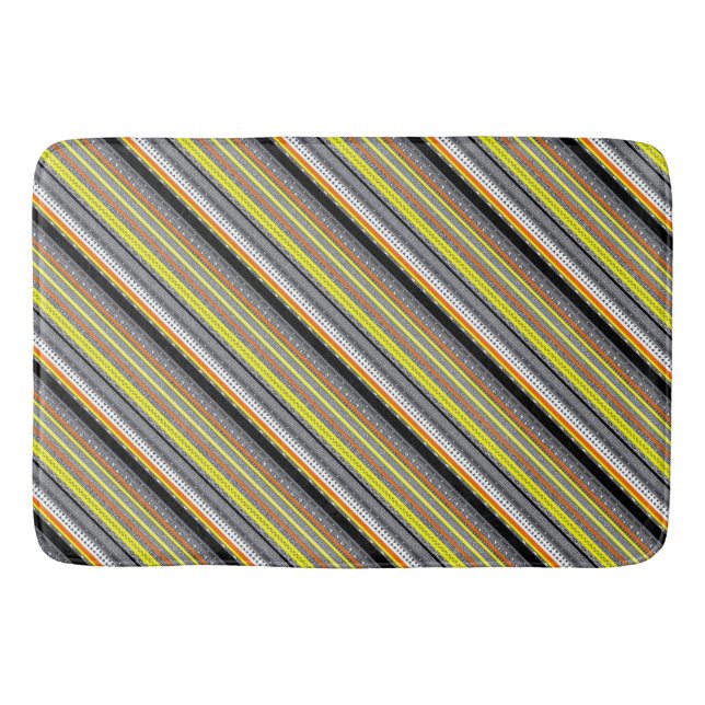 Cute grey yellow orange aztec patterns bath mat (Front)