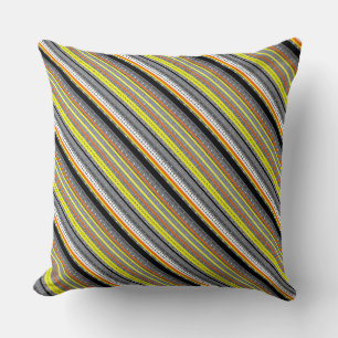 Cute grey yellow orange aztec patterns cushion
