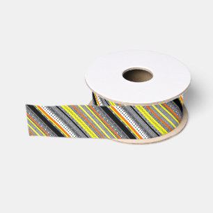 Cute grey yellow orange aztec patterns grosgrain ribbon