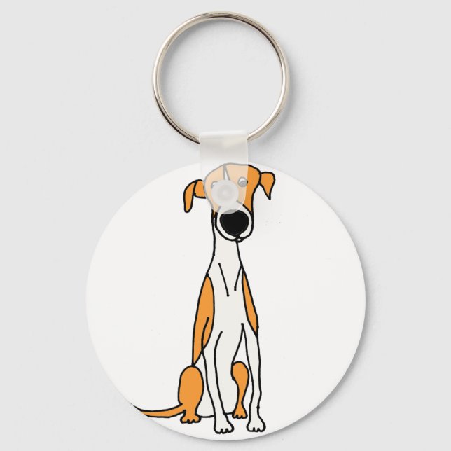 Cute Greyhound Dog Cartoon Original Key Ring (Front)