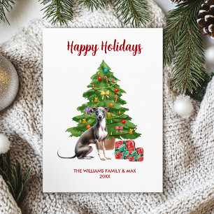 Cute Greyhound Dog Family Christmas Holiday Card