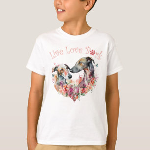 Cute Greyhound Dog Floral T-Shirt