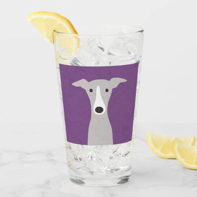 Cute Greyhound, Italian Greyhound or Whippet Dog Glass (Front Ice)