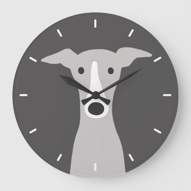 Cute Greyhound Italian Greyhound or Whippet Dog Large Clock (Front)
