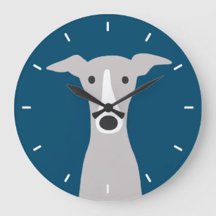 Cute Greyhound Italian Greyhound or Whippet Dog Large Clock