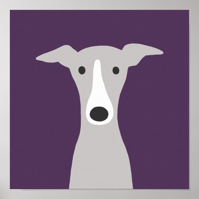 Cute Greyhound, Italian Greyhound or Whippet Dog Poster (Front)