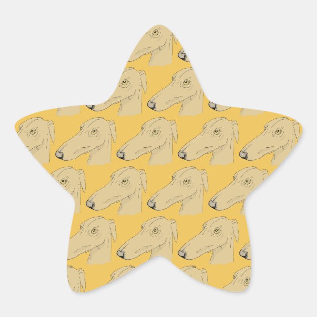 Cute greyhound pattern star sticker (Front)