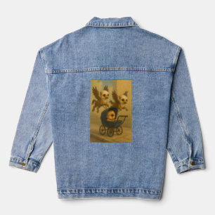 Cute Griffins & Baby Cyclops Mythology Fantasy Art Denim Jacket