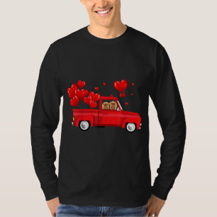 Cute Griffon Brussels Riding Red Truck Love Valent T-Shirt