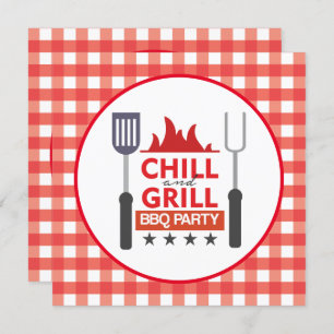 Cute grill chill bbq party invitation