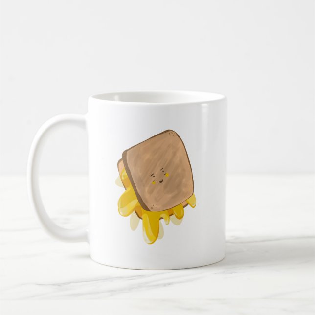 Cute Grilled Cheese Dripping Sandwich Coffee Mug (Left)
