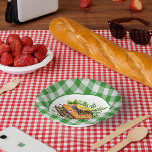 Cute grilled fish party paper plate