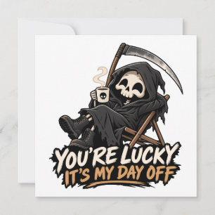 Cute grim reaper dark humour invitation