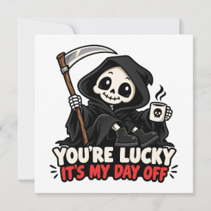 Cute grim reaper dark humour invitation
