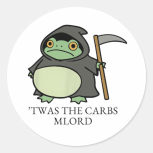 Cute Grim Reaper Frog – ’Twas the Carbs M’Lord Classic Round Sticker