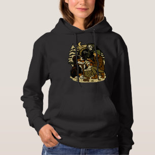 Cute Grim Reaper Girl and Dog Spooky Forest Night Hoodie