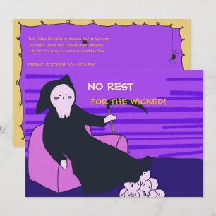Cute Grim Reaper Halloween Party Invitation
