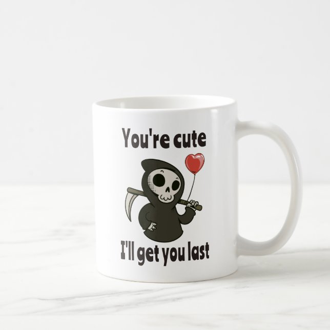 Cute Grim Reaper with romantic heart Coffee Mug (Right)